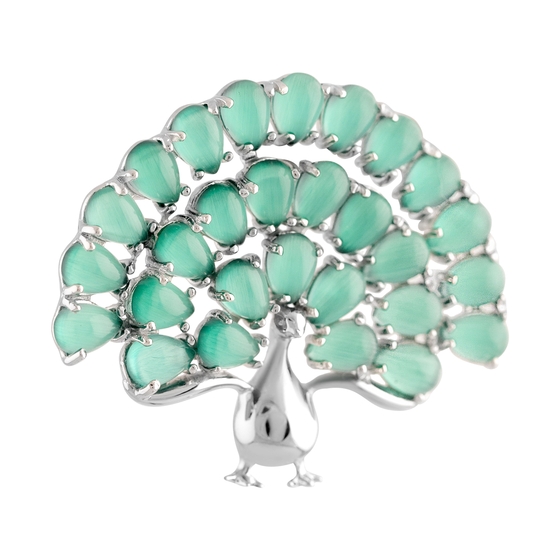 Срібна брошка з котячим оком