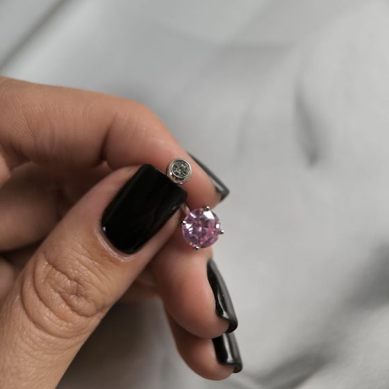 Silver piercing with phianites