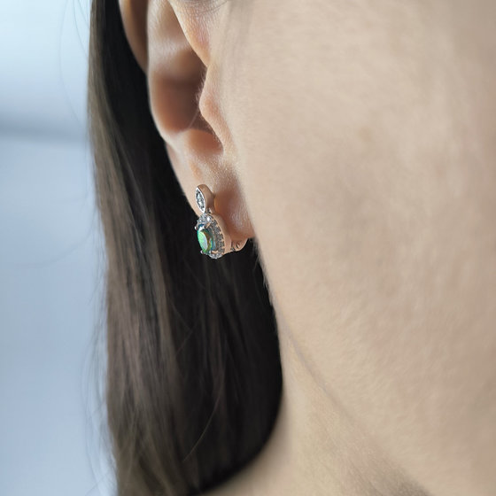 Серебряные серьги с мистик топазом 1.013ct