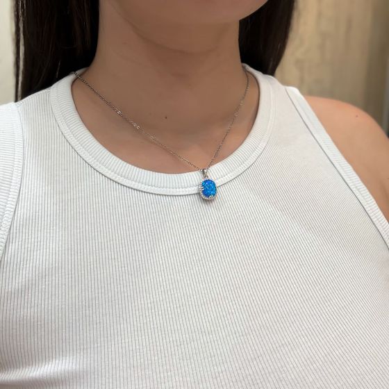 Sterling silver pendant with opal 2.733ct, phianites