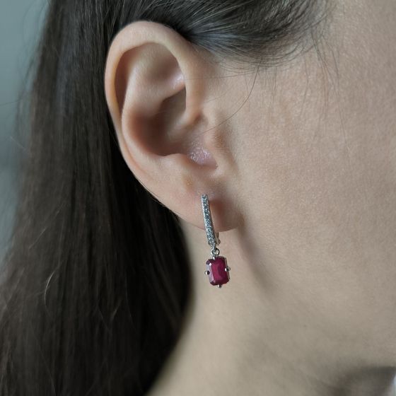 Срібні сережки з рубіном 1.548ct