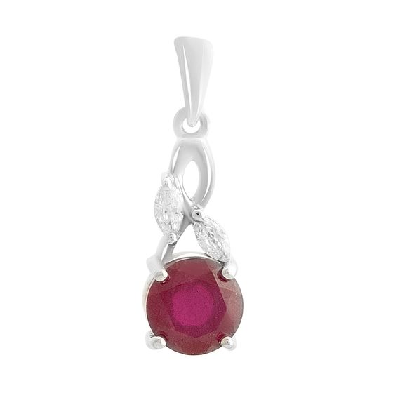 Серебряная подвеска с рубином 2.142ct, фианитами