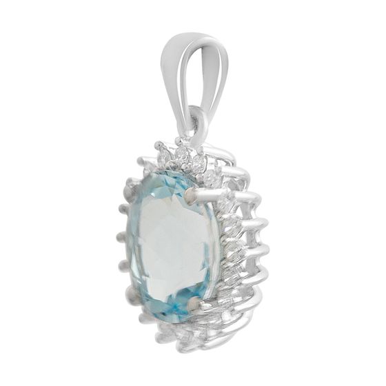 Срібна підвіска з топазом 3.265ct, фіанітами