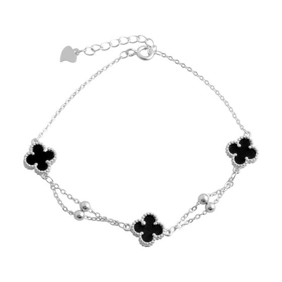 Silver bracelet with onyx