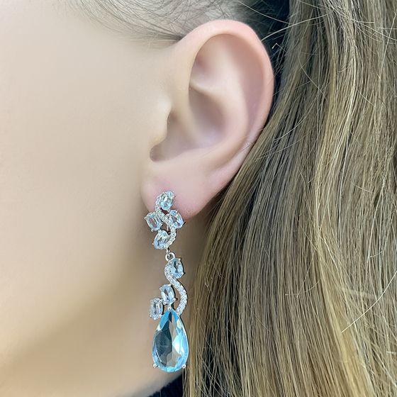 Серебряные серьги с топазом 14.928ct