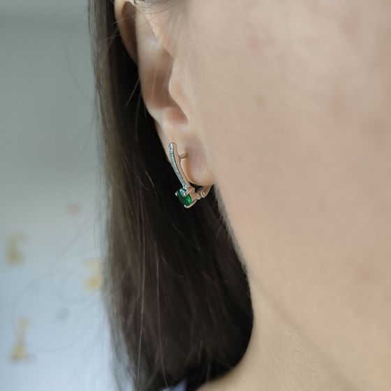 Срібні сережки зі смарагдом nano 0,961 карата