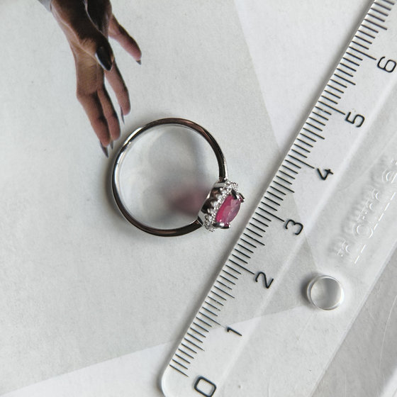 Silver ring with a 1.766-carat ruby and cubic zirconia