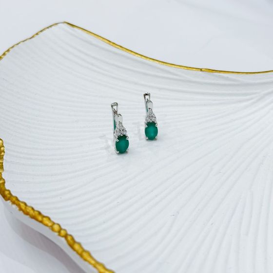 Срібні сережки з агатом 1,827 карата