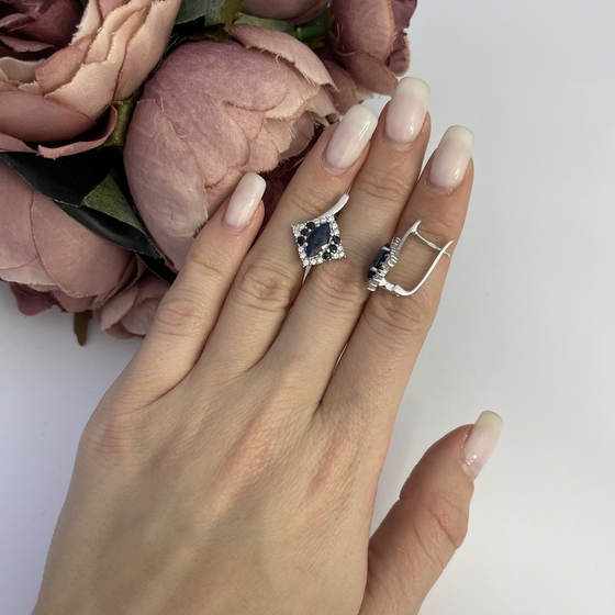 Срібні сережки з сапфіром 4ct