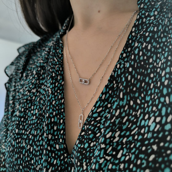 Silver necklace with cubic zirconia