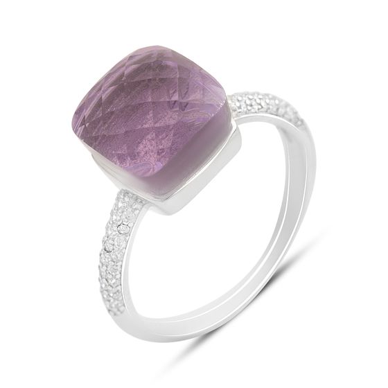 Silver ring with cubic zirconia