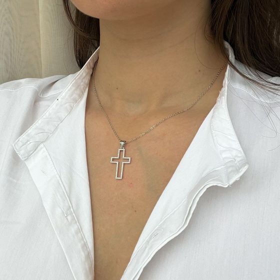 Серебряный крестик с фианитами