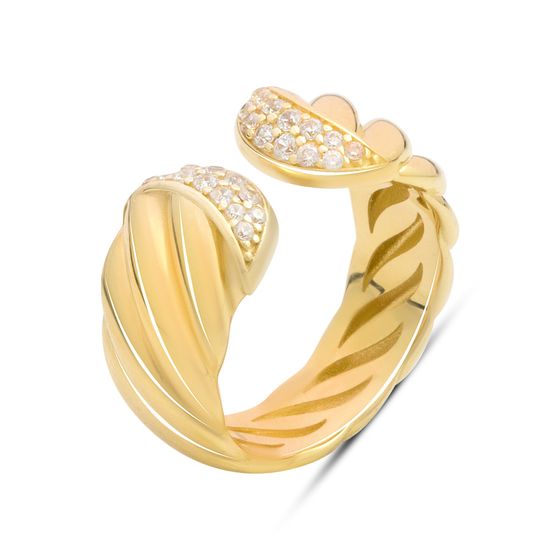 Золоте кільце з фіанітами 0.24ct