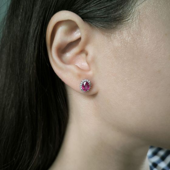 Серебряные серьги с рубином 2.495ct