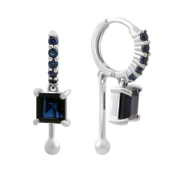 Срібні сережки з сапфіром nano 2.35ct