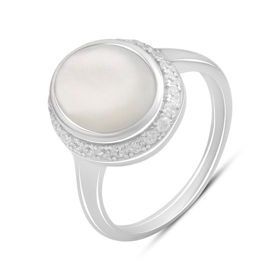 Silver ring with mother-of-pearl, phyanites