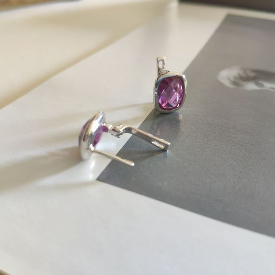 Срібні сережки з олександритом 7.567ct