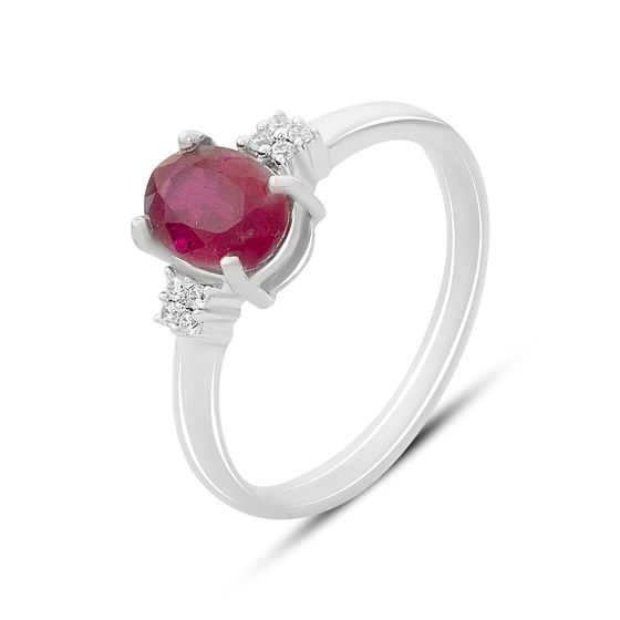 Sterling silver ring with 1.92ct ruby, diamonds