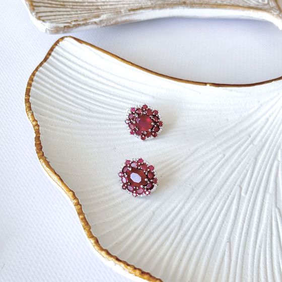Серебряные серьги с рубином 10.471ct