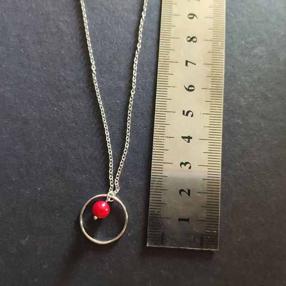 Silver necklace with coral