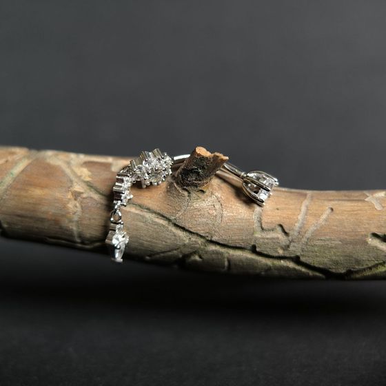 Серебряный пирсинг с фианитами