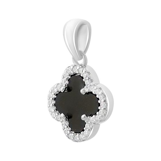 Sterling silver pendant with onyx, fianites