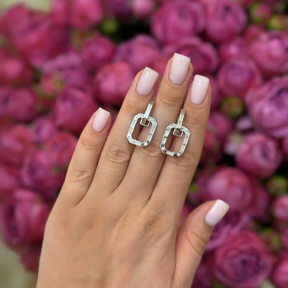 Срібні сережки з фіанітами