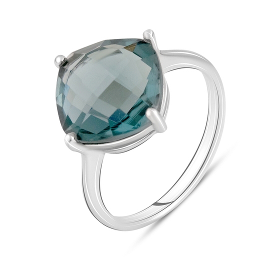Серебряное кольцо с топазом Лондон Блю 4.257ct