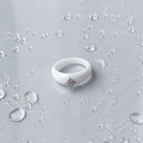 Silver ring with ceramics