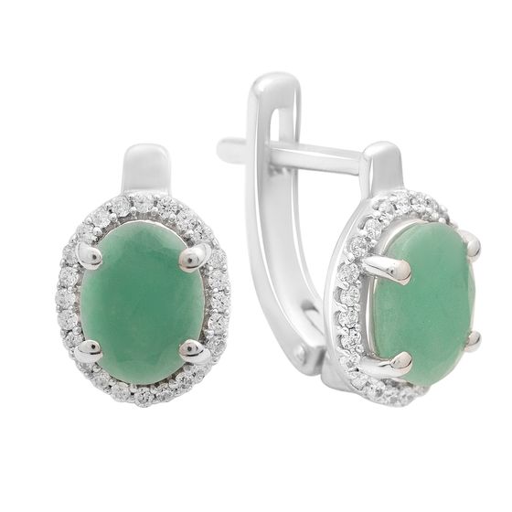 Silver Earrings with a 2.9-carat Emerald
