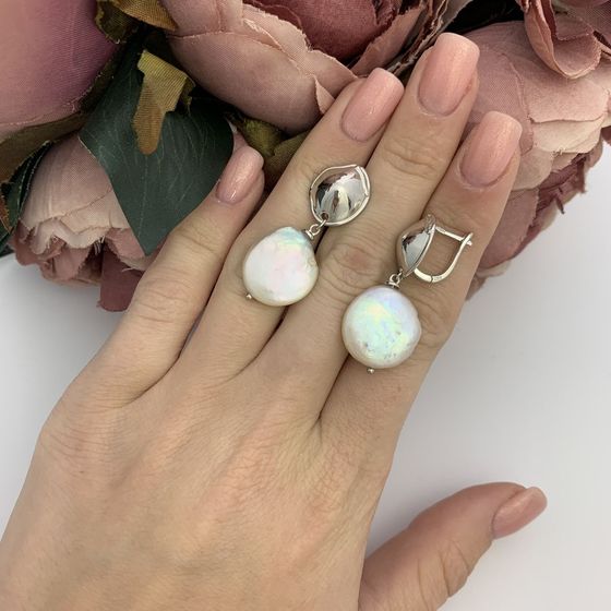 Срібні сережки з перлами бароковими 23.855ct