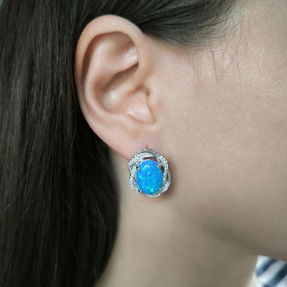 Срібні сережки з опалом 5.625ct