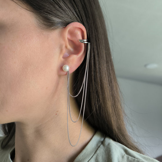 Silver Earrings with Pearls