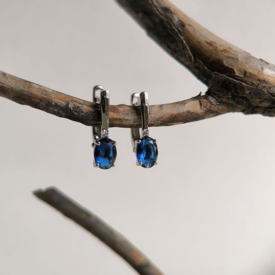Срібні сережки з сапфіром nano 1.163ct