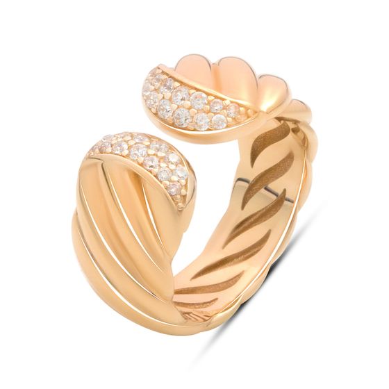 Золота каблучка з фіанітами 0.24ct