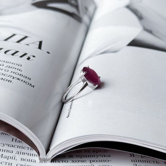 Silver ring with ruby