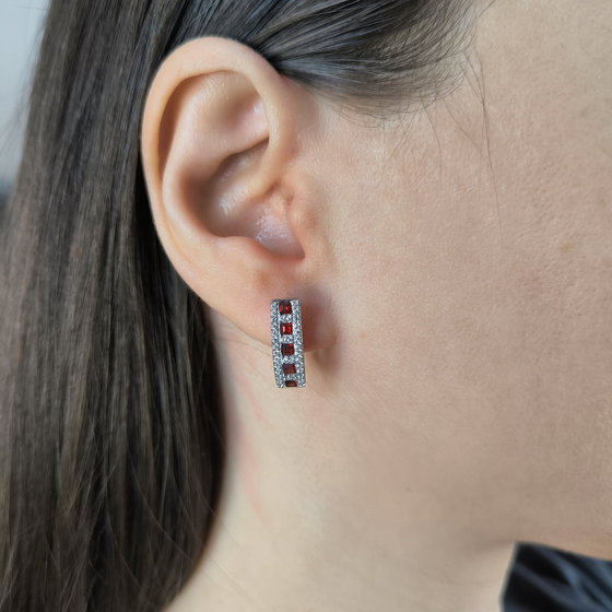 Срібні сережки з гранатом 1.455ct