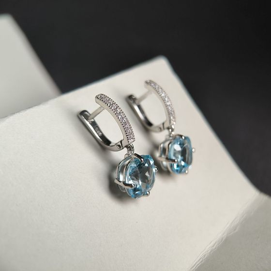 Серебряные серьги с топазом 10.683ct