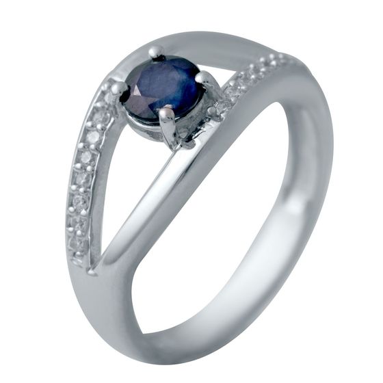 Silver ring with sapphire