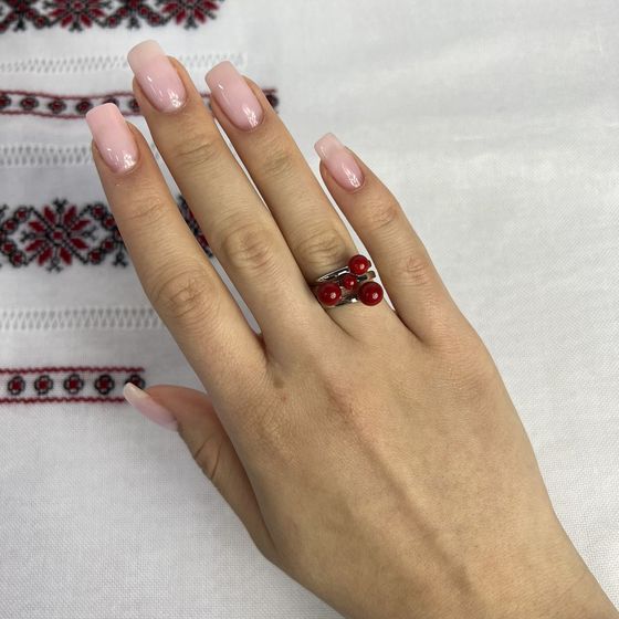 Silver ring with coral