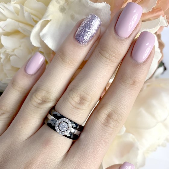 Silver ring with ceramics