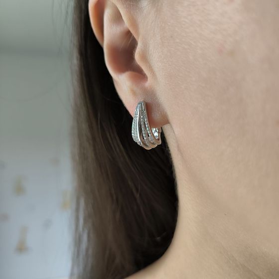 Срібні сережки з фіанітами