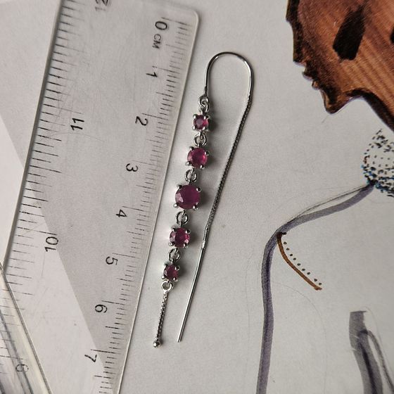 Срібні сережки з рубіном 3.58ct