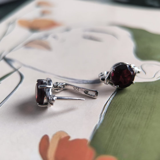 Срібні сережки з гранатом nano 3.425ct