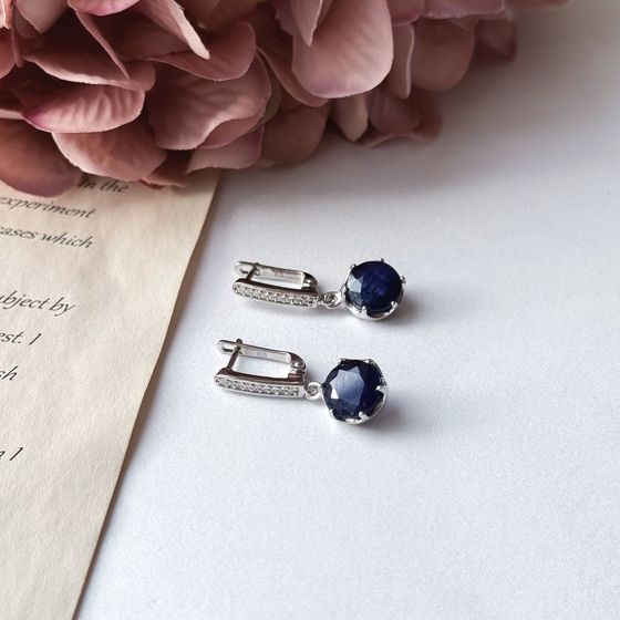 Срібні сережки з сапфіром 8.185ct