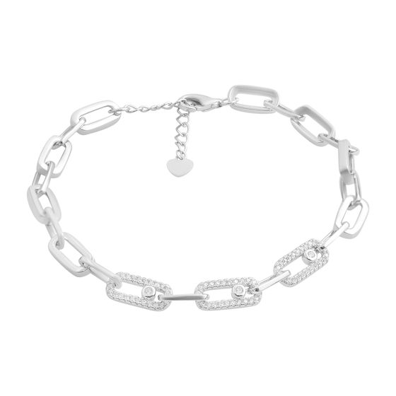 Silver bracelet with cubic zirconia