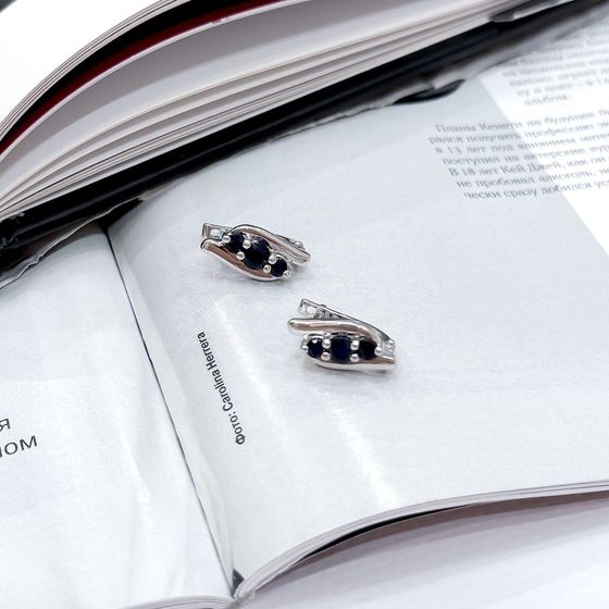 Срібні сережки з сапфіром 1.65ct