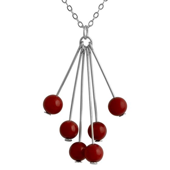 Silver necklace with coral