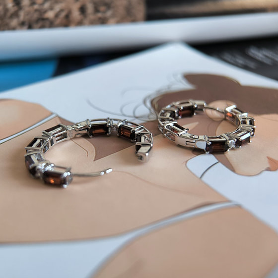 Срібні сережки з гранатом 6.17ct