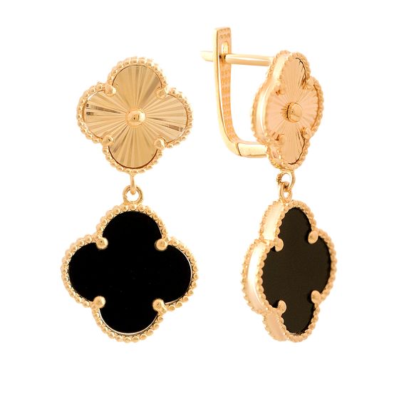 Gold earrings with onyx